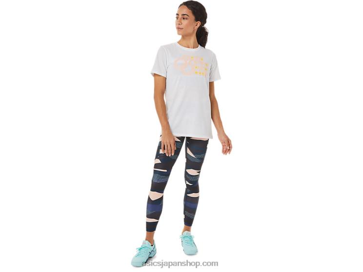 女性用グラフィックTシャツ L20V3574Asics 鮮やかな白