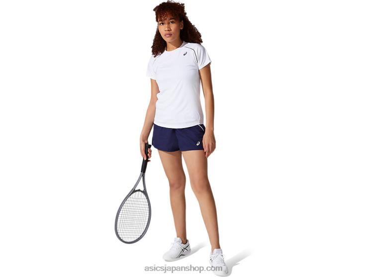 女性用パイピングTシャツ L20V3880Asics 鮮やかな白