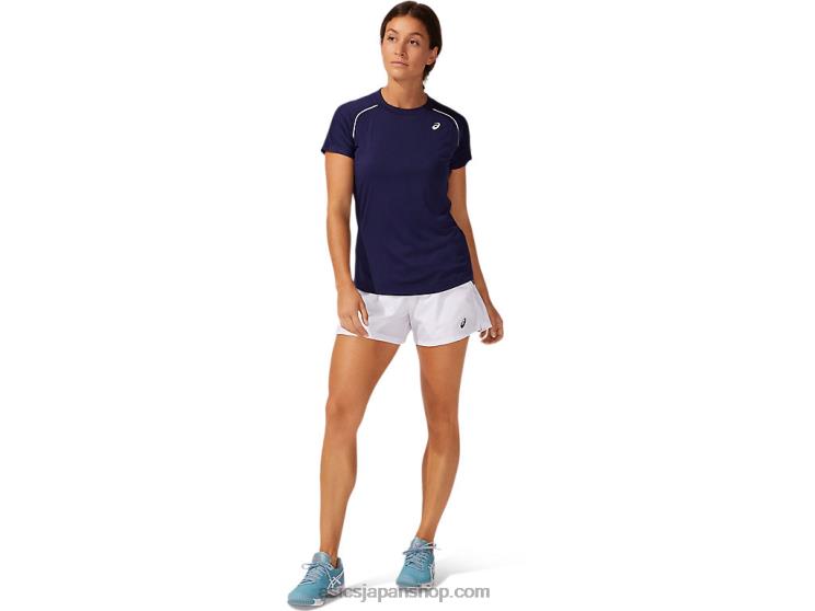 女性用パイピングTシャツ L20V3882Asics ピーコート