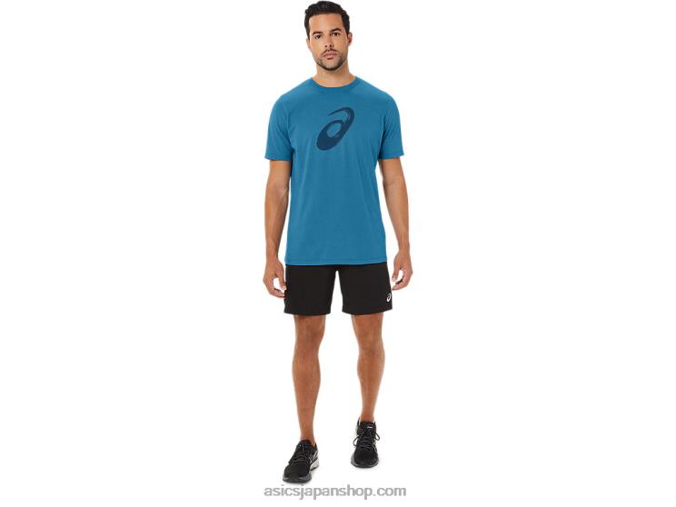ペイントブラシ半袖Tシャツ L20V72Asics アイランドブルーヘザー