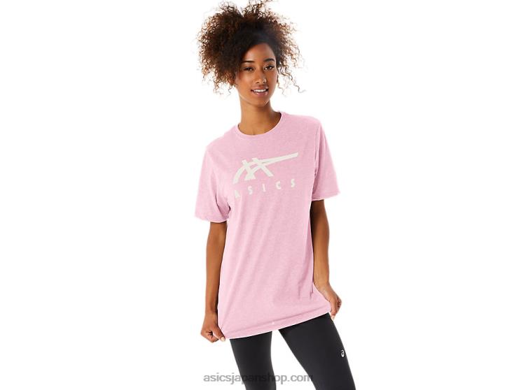 ストライプ半袖Tシャツ L20V73Asics ピンクの塩