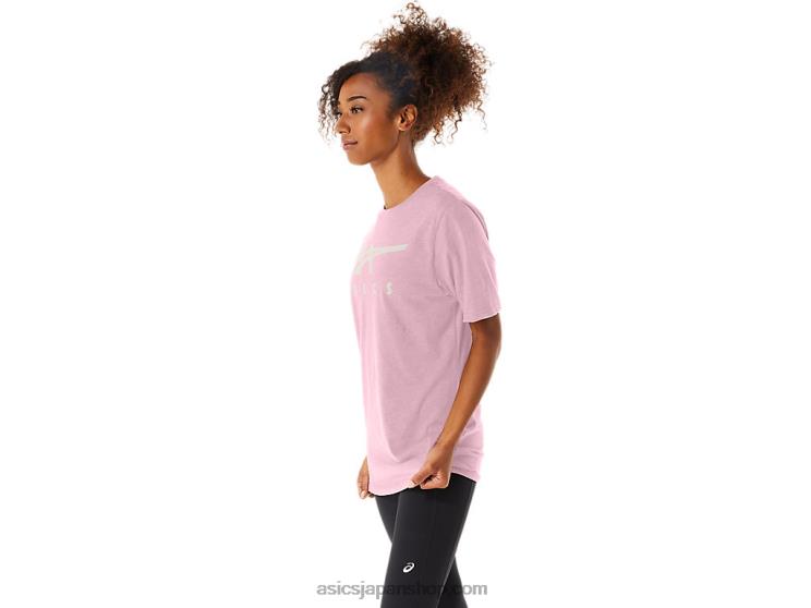 ストライプ半袖Tシャツ L20V73Asics ピンクの塩