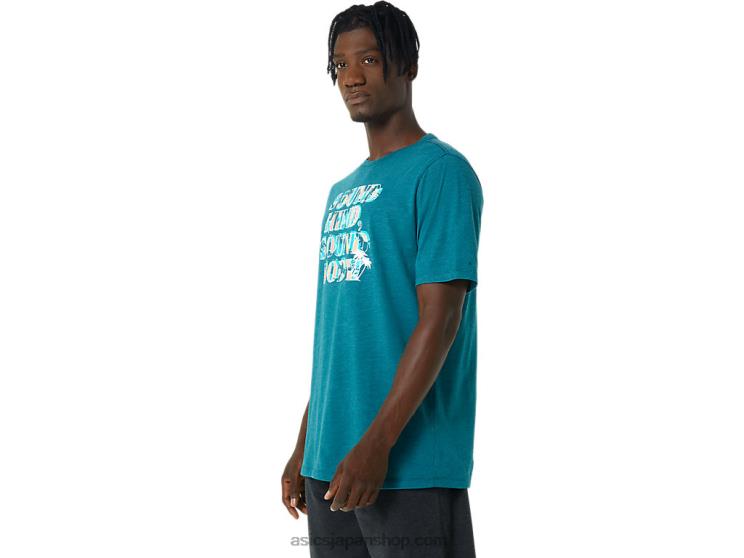 ハイビスカススローガンTシャツ L20V798Asics ベルベットパインヘザー