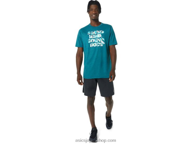 ハイビスカススローガンTシャツ L20V798Asics ベルベットパインヘザー