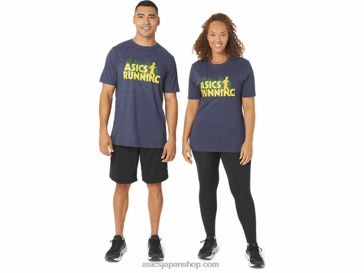 エバーグリーン トレイル ラン T シャツ L20V803Asics ピーコートヘザー