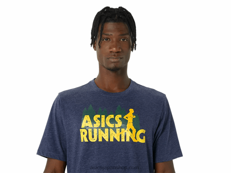 エバーグリーン トレイル ラン T シャツ L20V803Asics ピーコートヘザー