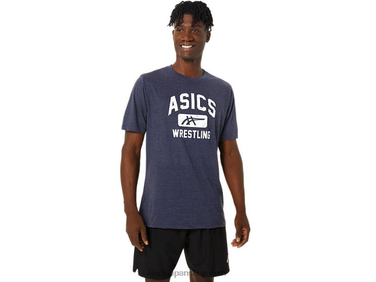 ユニセックスレスリンググラフィックTシャツ L20V826Asics ピーコートヘザー