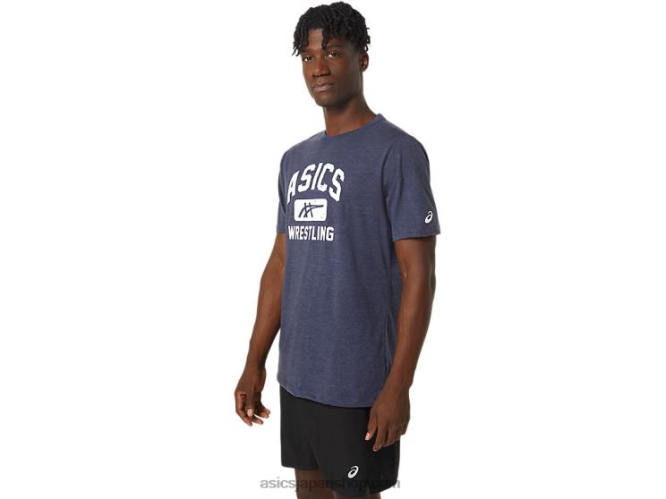 ユニセックスレスリンググラフィックTシャツ L20V826Asics ピーコートヘザー