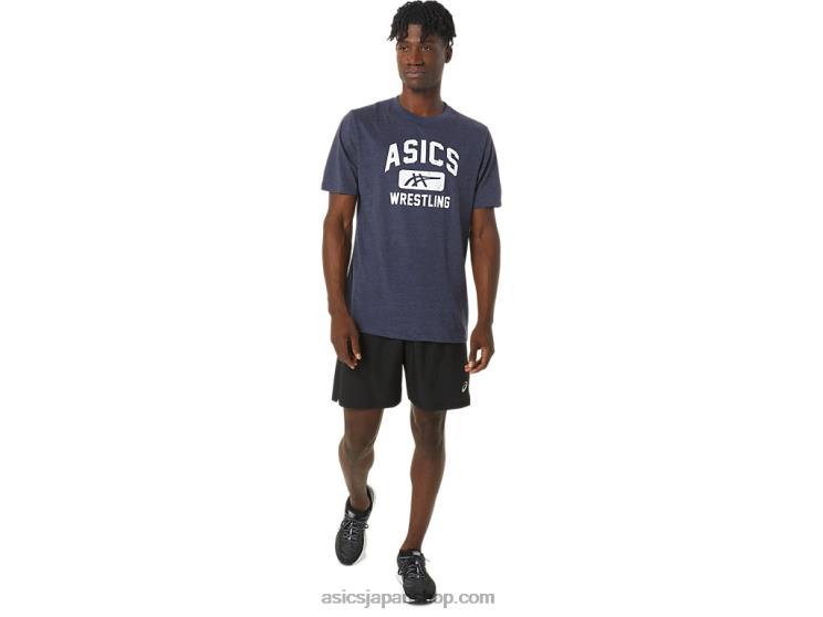 ユニセックスレスリンググラフィックTシャツ L20V826Asics ピーコートヘザー