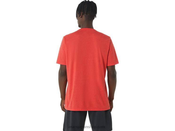 ユニセックスレスリンググラフィックTシャツ L20V848Asics クラシックなレッドヘザー