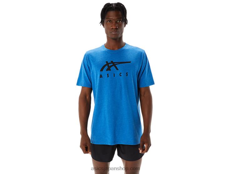 ストライプ半袖Tシャツ L20V850Asics レイクドライブヘザー
