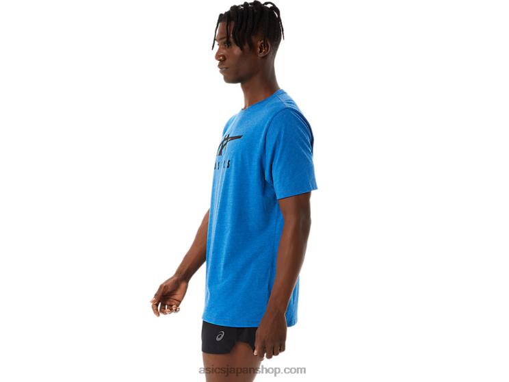 ストライプ半袖Tシャツ L20V850Asics レイクドライブヘザー