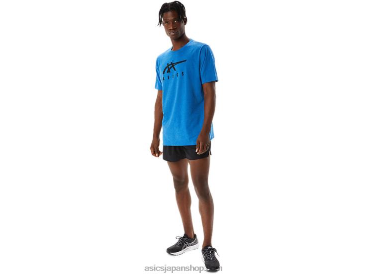 ストライプ半袖Tシャツ L20V850Asics レイクドライブヘザー