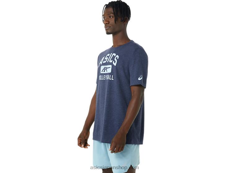 バレーボールグラフィックTシャツ L20V865Asics ピーコートヘザー
