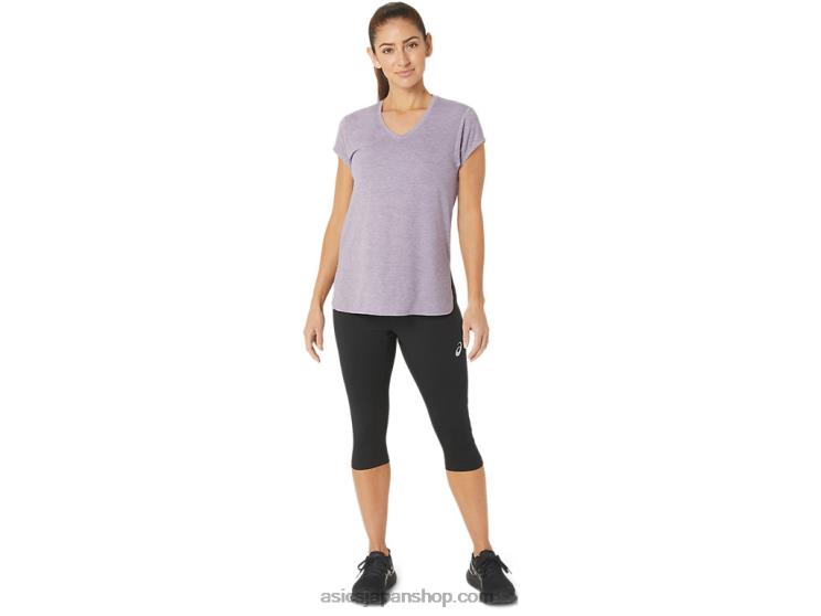 女性用ヘザーVネックトップ L20V2150Asics バイオレットクォーツヘザー