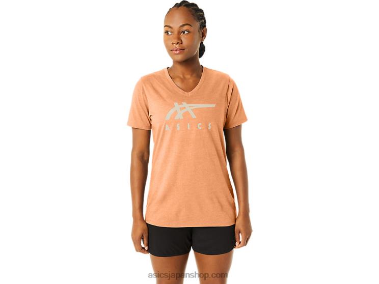 女性のストライプのVネック L20V2349Asics 夏の砂丘