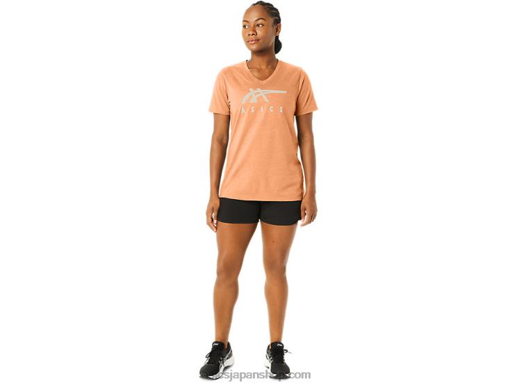 女性のストライプのVネック L20V2349Asics 夏の砂丘