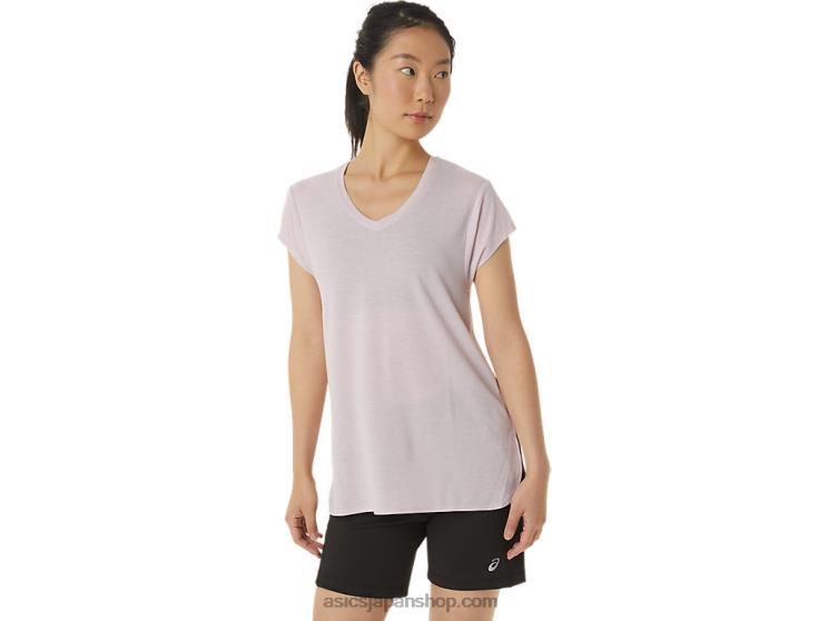 女性用ヘザーVネックトップ L20V2746Asics かろうじてローズヘザー