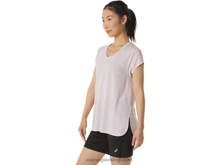 女性用ヘザーVネックトップ L20V2746Asics かろうじてローズヘザー