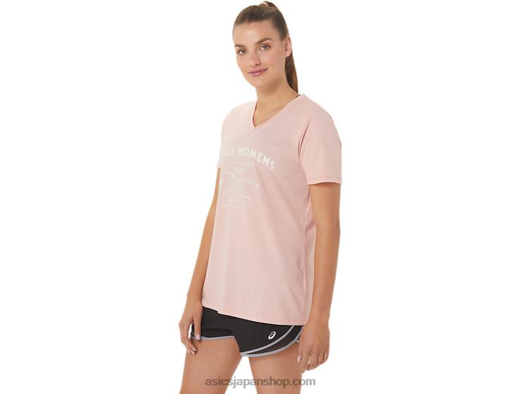 女性用ランクラブ Vネック L20V2813Asics つや消しのバラ
