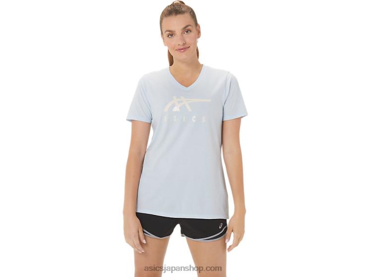 女性のストライプのVネック L20V2971Asics 柔らかい空