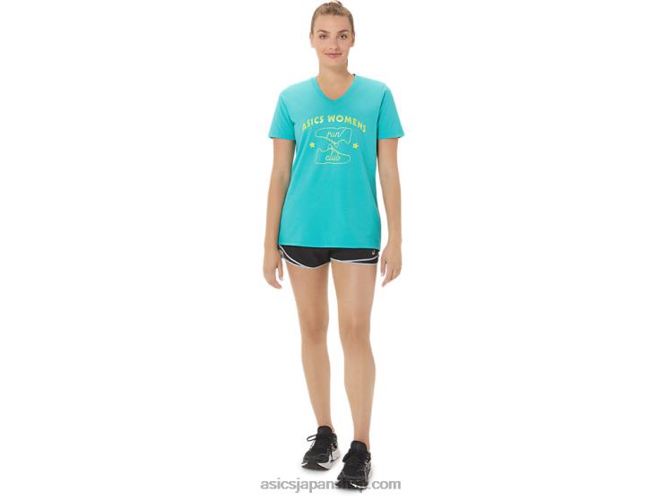 女性用ランクラブ Vネック L20V2989Asics シーグラス