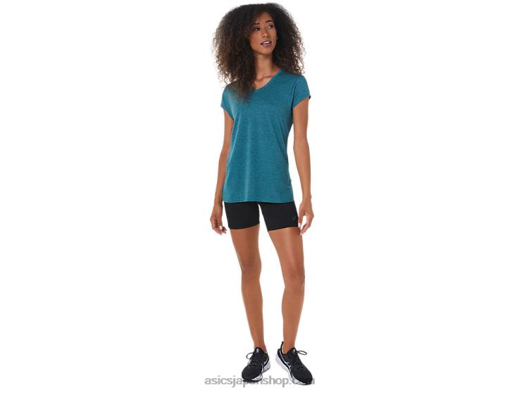 女性用ヘザーVネックトップ L20V3045Asics ベルベットパインヘザー