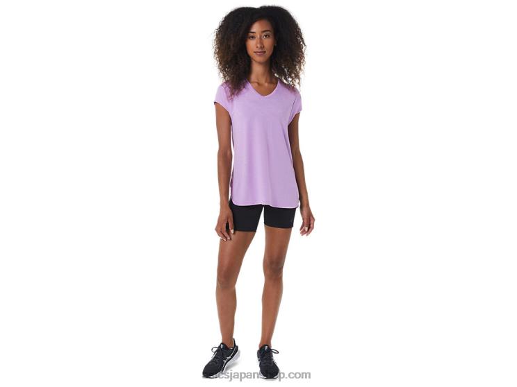 女性用ヘザーVネックトップ L20V3046Asics ラベンダーグローヘザー