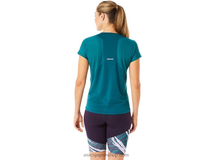 女性の V ネック半袖トップ L20V3078Asics ベルベットパイン