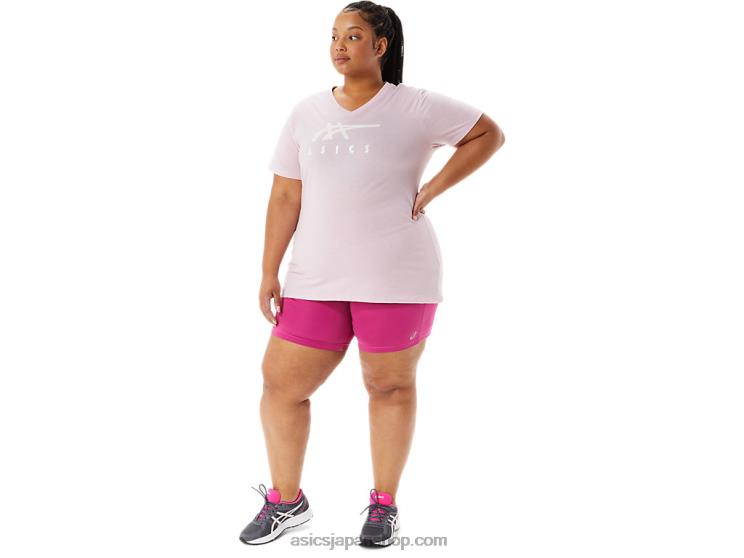 女性のストライプのVネック L20V3200Asics かろうじて上がった