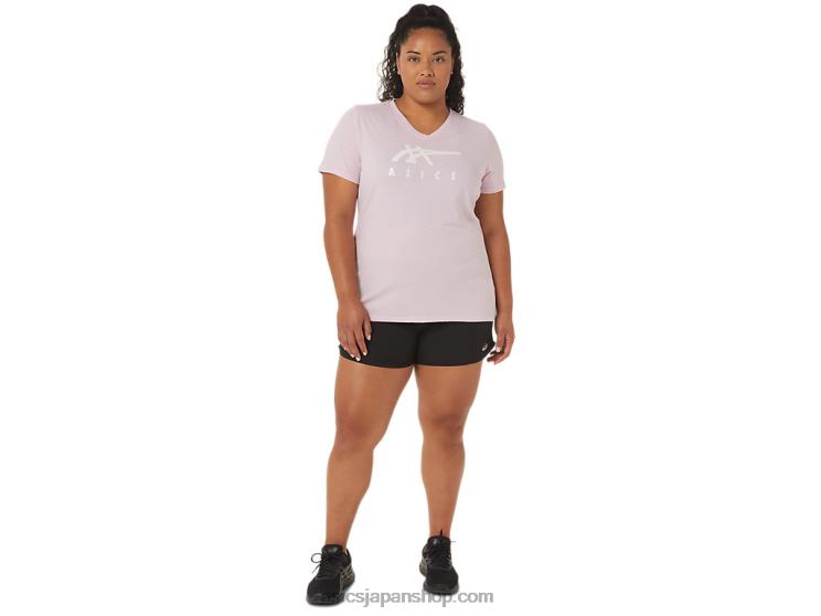 女性のストライプのVネック L20V3200Asics かろうじて上がった