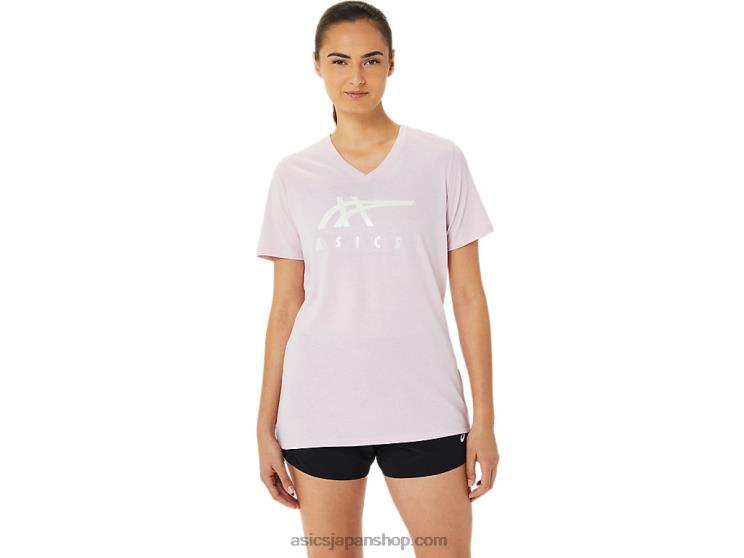 女性のストライプのVネック L20V3200Asics かろうじて上がった