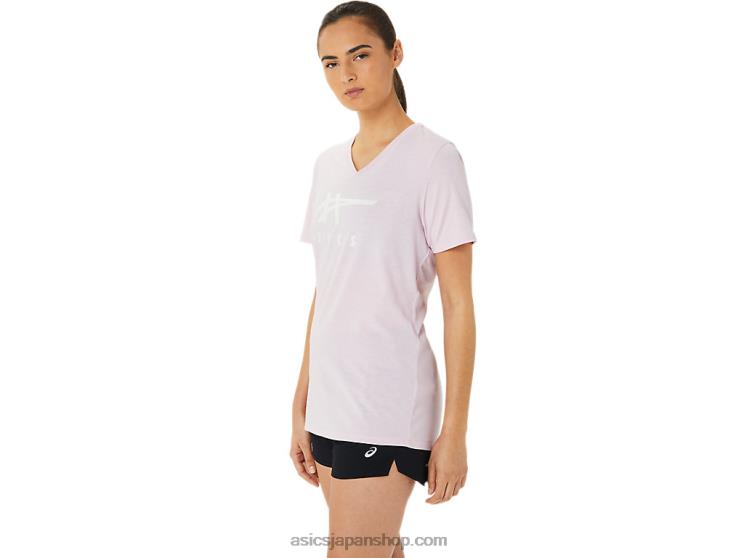 女性のストライプのVネック L20V3200Asics かろうじて上がった