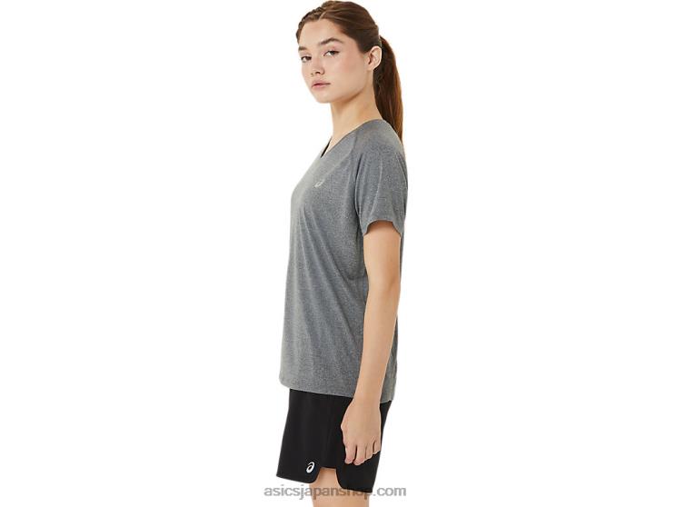 女性用レディセット ライト Vネック L20V3377Asics ダークグレーヘザー