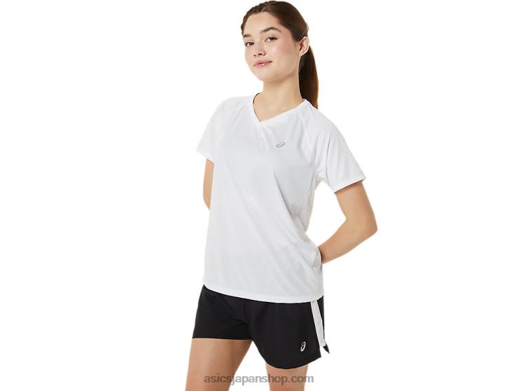 女性用レディセット ライト Vネック L20V3389Asics 鮮やかな白