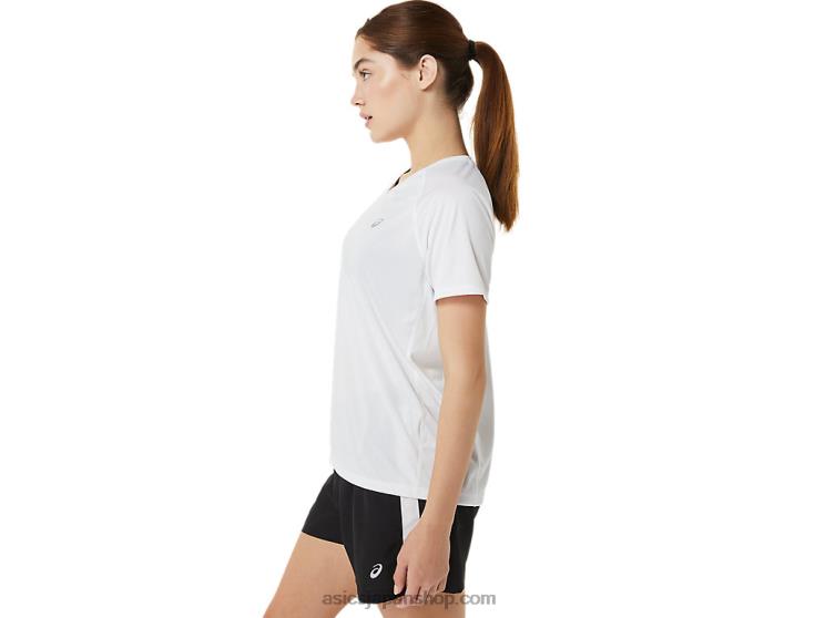 女性用レディセット ライト Vネック L20V3389Asics 鮮やかな白
