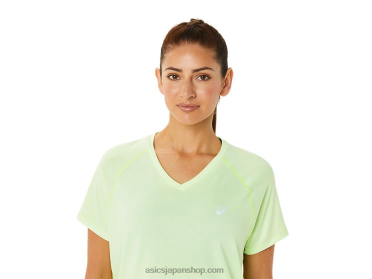 女性用レディセット ライト Vネック L20V3396Asics 黄色のヘザーを照らす