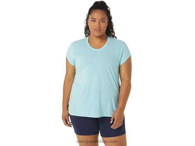女性用ヘザーVネックトップ L20V3403Asics クリアブルーヘザー