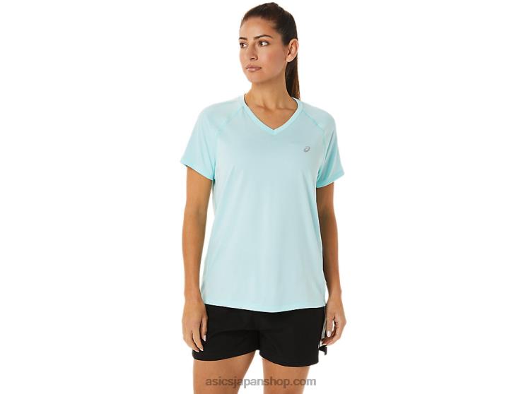 女性用レディセット ライト Vネック L20V3467Asics クリアブルーヘザー