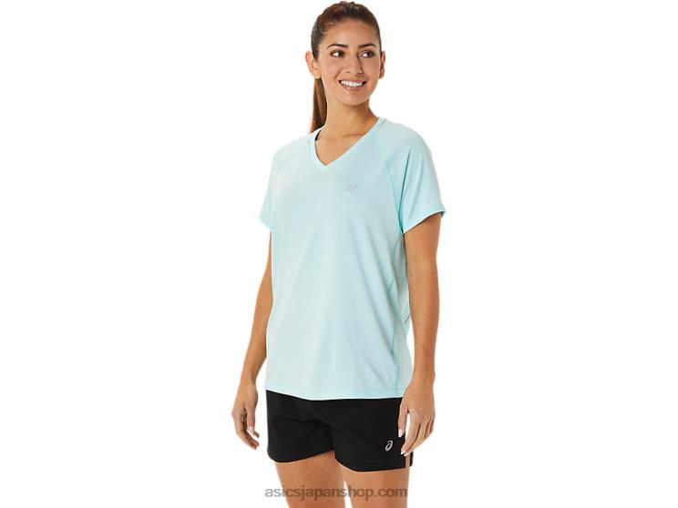 女性用レディセット ライト Vネック L20V3467Asics クリアブルーヘザー