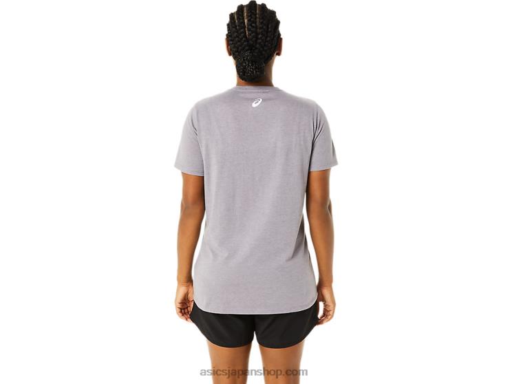 女性の半袖桜のVネック L20V3644Asics ラベンダーグレーヘザー