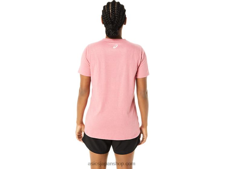 女性のストライプのVネック L20V3709Asics スモーキーローズヘザー