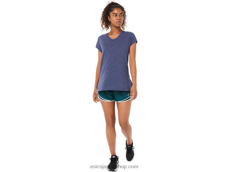 女性用ヘザーVネックトップ L20V3921Asics ピーコートヘザー