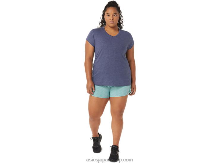 女性用ヘザーVネックトップ L20V3921Asics ピーコートヘザー