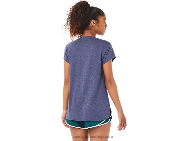 女性用ヘザーVネックトップ L20V3921Asics ピーコートヘザー