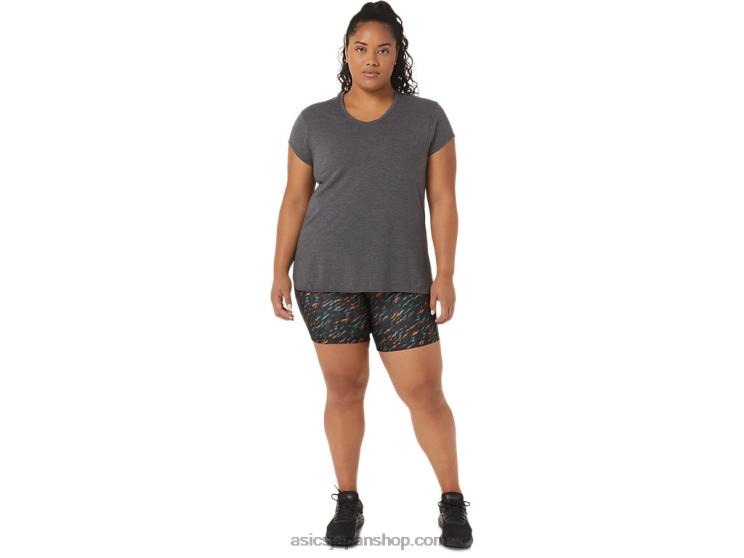 女性用ヘザーVネックトップ L20V4092Asics ダークグレーヘザー
