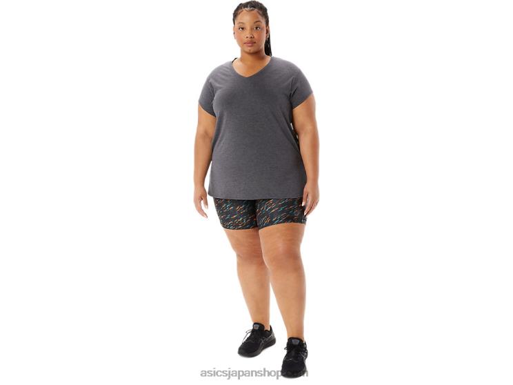 女性用ヘザーVネックトップ L20V4092Asics ダークグレーヘザー