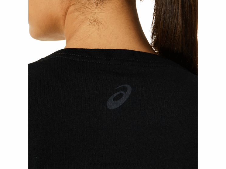 女性用スパイラル「a」エアブラシ タイガー プリント Vネック L20V3183Asics パフォーマンスブラック